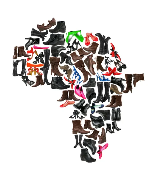 Afrika kontinent z ženy boty — Stock fotografie