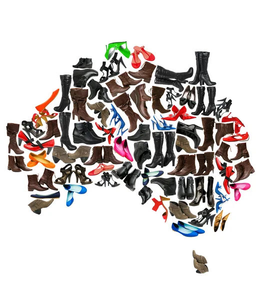 Austrália continente feito de sapatos de mulher — Fotografia de Stock