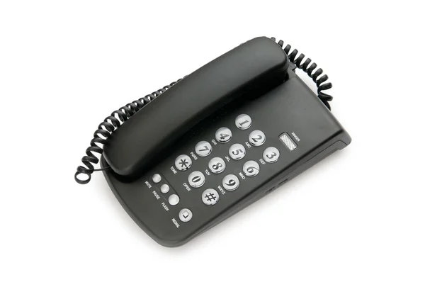 Teléfono negro aislado en el fondo blanco — Foto de Stock