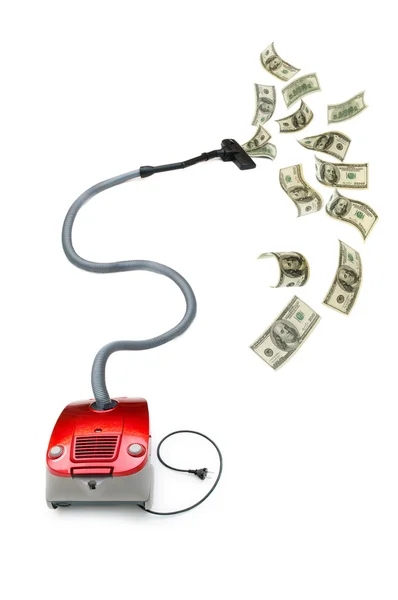 お金を吸う真空掃除機のコンセプト — ストック写真