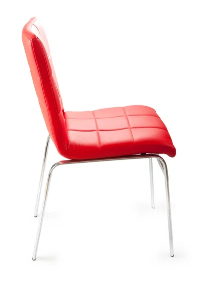 孤立在白色背景上的红色真皮椅子 — 图库照片