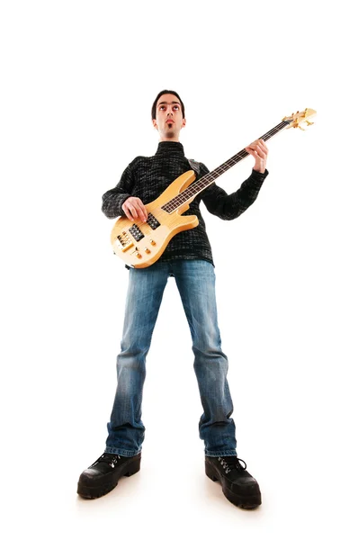 Guitar player isolated on the white background — Stock Photo, Image