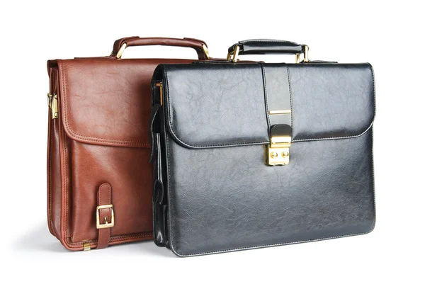 Dos maletines de cuero aislados en el blanco —  Fotos de Stock