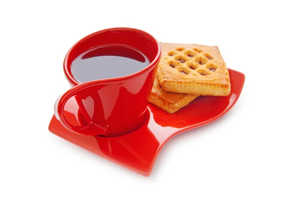 Filiżanka herbaty i świeże ciasteczka na stole — Zdjęcie stockowe