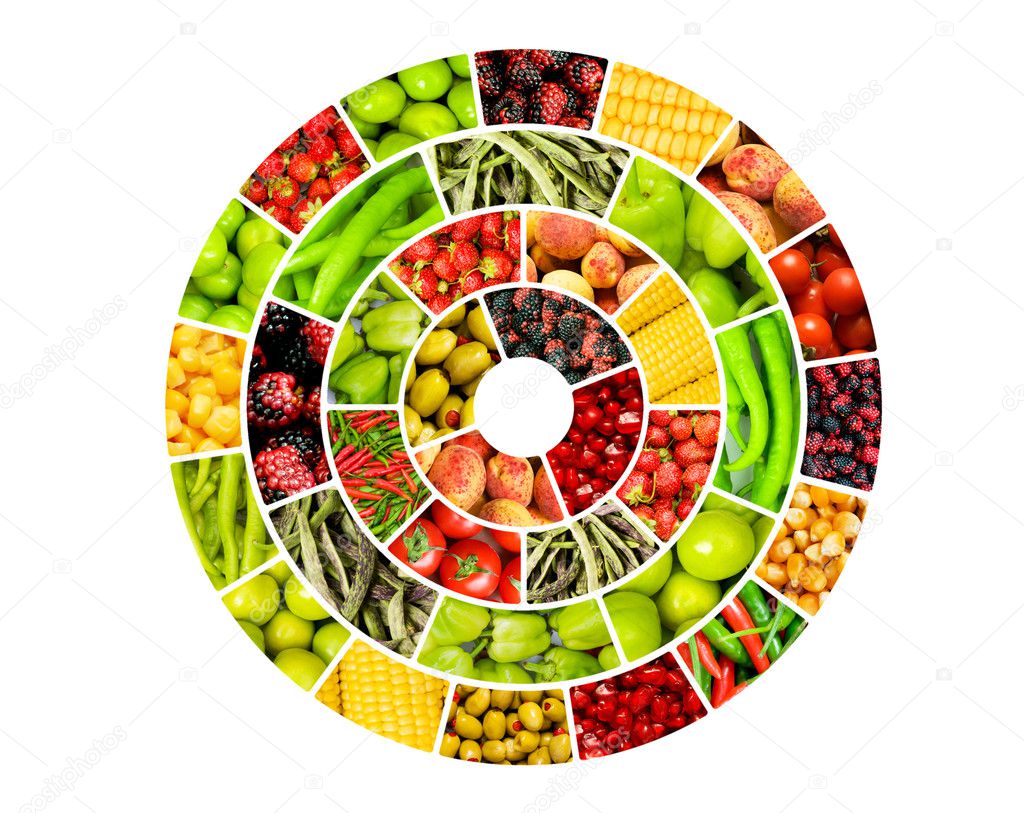 Collage of many different fruits and vegetables