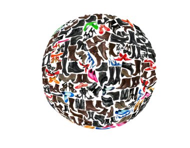 Round shape made of hundreds of shoes clipart