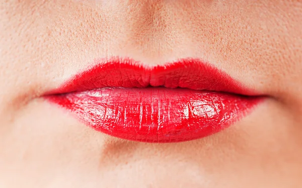 Close up van rode lippen — Stockfoto