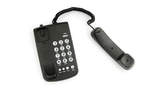흰색 배경에 고립 된 검은 전화 — 스톡 사진
