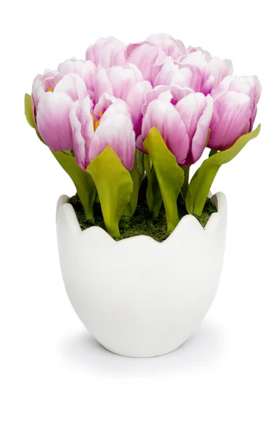 Stock image Colorful tulip flowers in the white pot