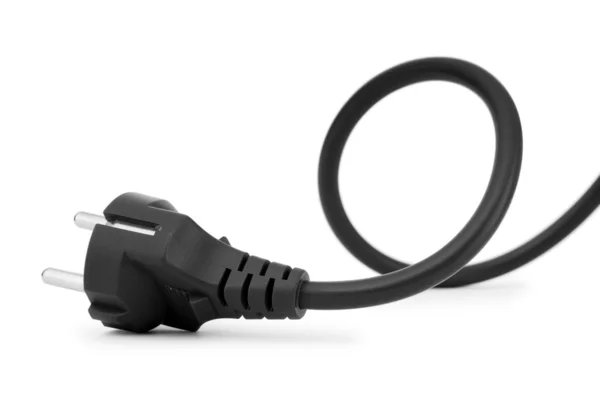 Czarny kabel elektryczny na białym tle — Zdjęcie stockowe