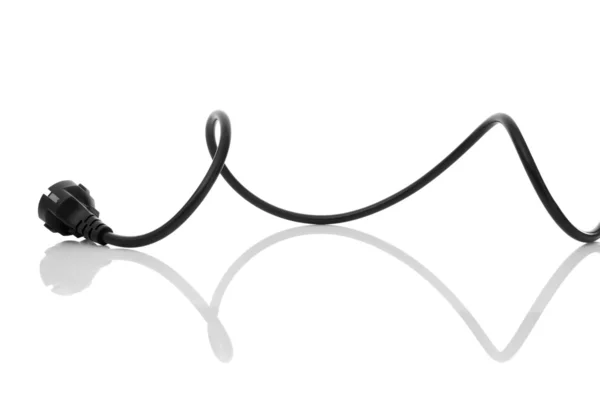Czarny kabel elektryczny na białym tle — Zdjęcie stockowe