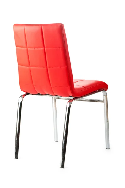 Beyaz arka plan üzerinde izole kırmızı deri sandalye — Stok fotoğraf