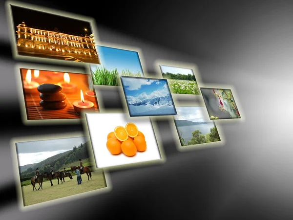 Abstract concept met collage van foto 's — Stockfoto