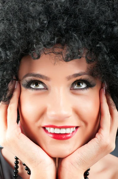 Young attractive girl with afro curly haircut — Stock Photo, Image