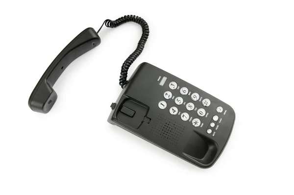 Téléphone noir isolé sur le fond blanc — Photo