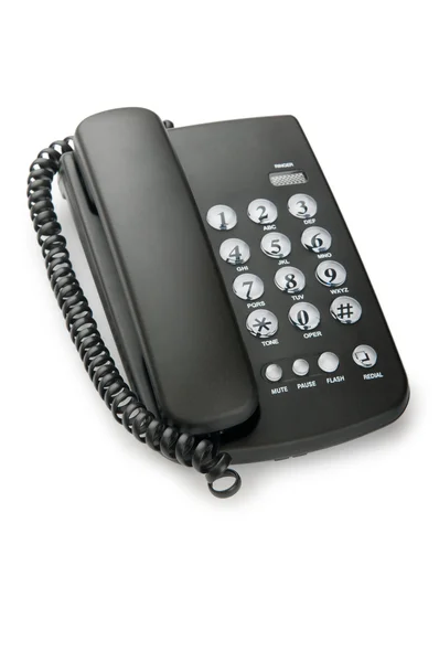 Fekete telefon elszigetelt fehér background — Stock Fotó
