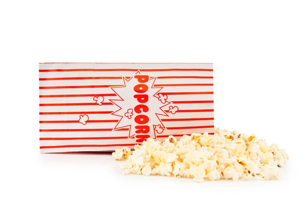 Popcorn zak geïsoleerd op de witte achtergrond — Stockfoto