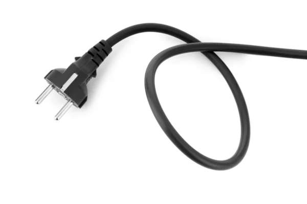 Черный электрический кабель на белом — стоковое фото