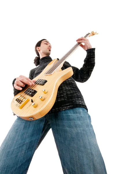 Gitarzysta izolowany na białym tle — Zdjęcie stockowe