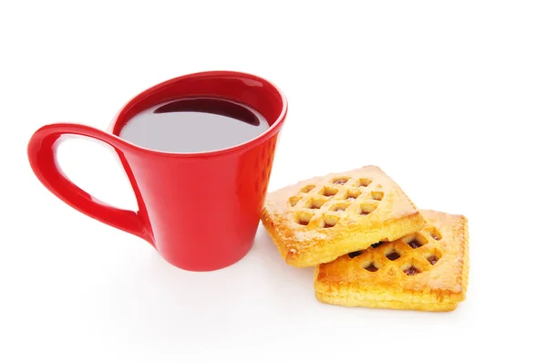 Taza de té y galletas frescas en la mesa —  Fotos de Stock