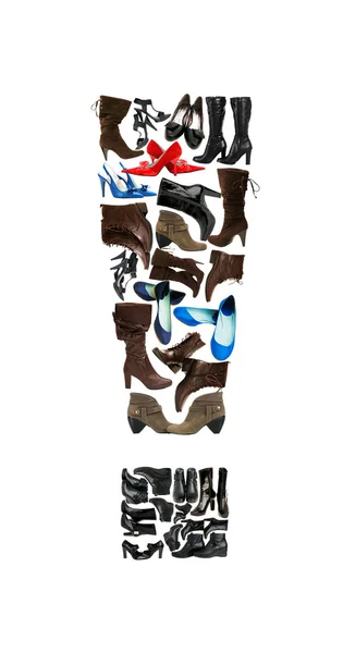 Font made of hundreds of shoes - Exclamation mark — Stock Photo, Image