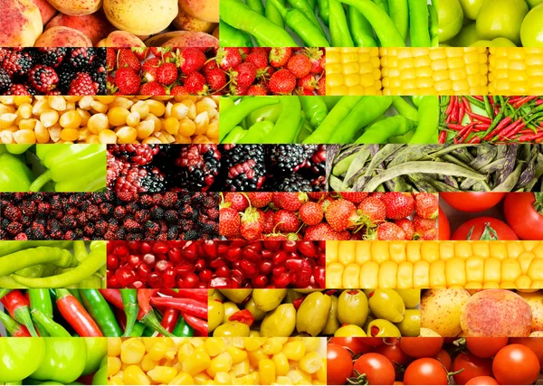 多くのさまざまな果物や野菜のコラージュ — ストック写真