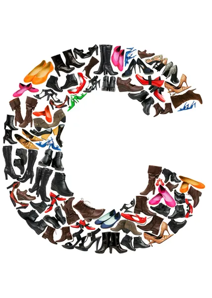 Teckensnitt av hundratals skor - bokstaven c — Stockfoto