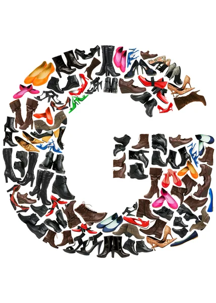 Betűtípus, több száz cipő - betű g — Stock Fotó