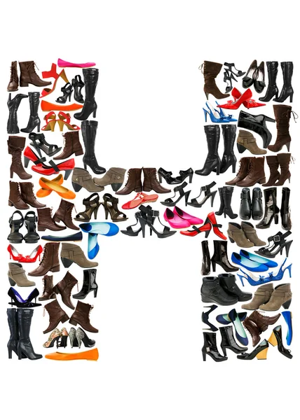 Font made of hundreds of shoes - Letter H — Stock Photo, Image