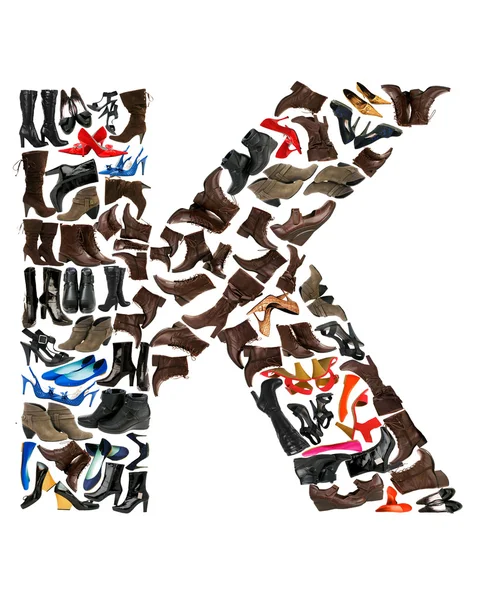 Czcionki z setki butów - litera k — Zdjęcie stockowe