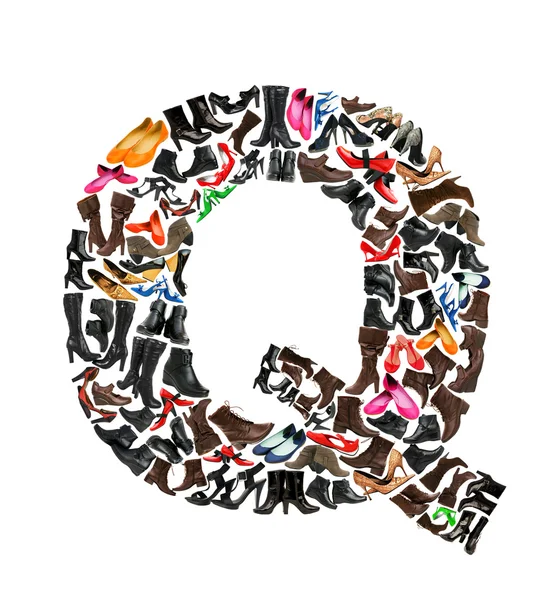Font made of hundreds of shoes - Letter Q — Stock Photo, Image