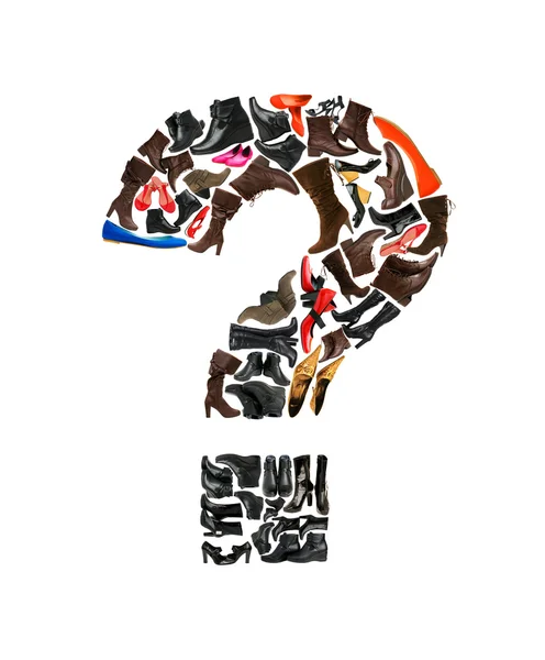 Font made of hundreds of shoes - question mark — Stock Photo, Image
