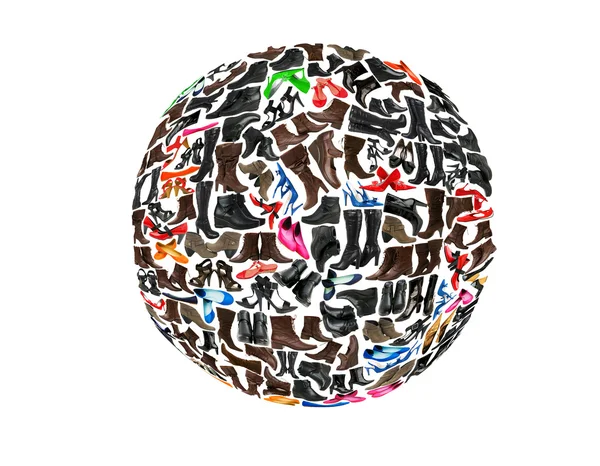 Round shape made of hundreds of shoes — Stock Photo, Image