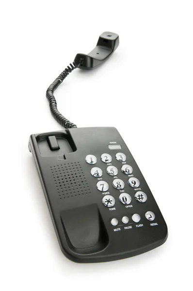Telefono nero isolato sullo sfondo bianco — Foto Stock