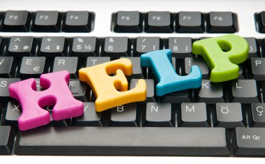 HELP concept with letters on keyboard clipart