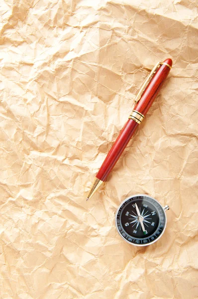 stock image Vintage compass on the paper in adventure concept