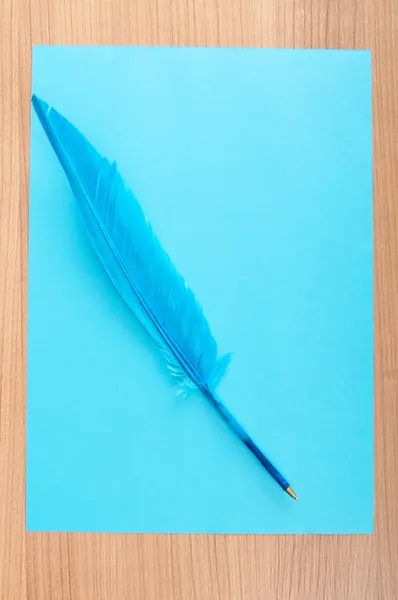 ヴィンテージライティングのコンセプトで紙と羽 — ストック写真