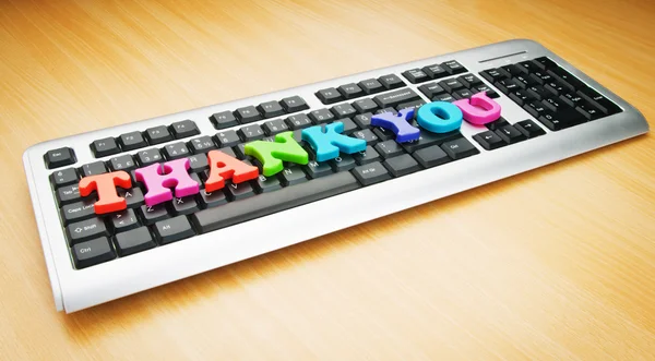 Thank you message on the keyboard — Stock Photo, Image