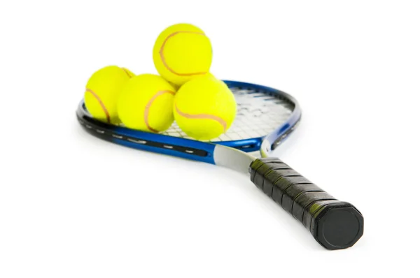 Concetto di tennis con le palle e racchetta — Foto Stock
