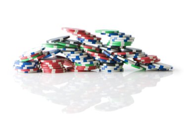 Stack of various casino chips - gambling concept clipart