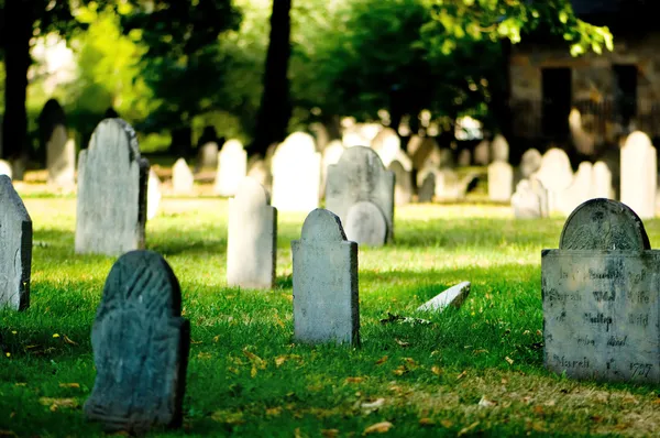 Cementerio con muchas lápidas en el día brillante —  Fotos de Stock