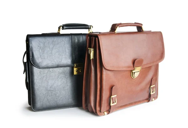 Two leather briefcases isolated on the white — Stock Photo, Image