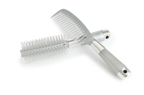 Grey hairbrush isolated on the white background — Stock Photo, Image