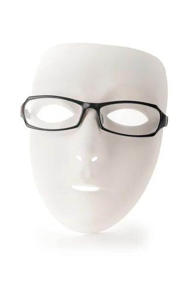 Beyaz izole maske ve Okuma gözlükleri — Stok fotoğraf