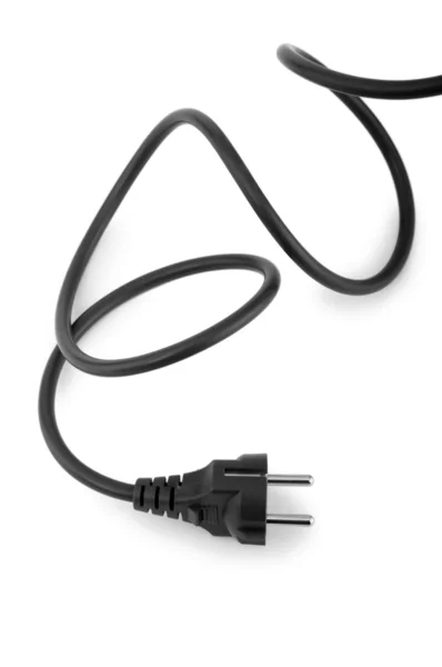 Elszigetelt fehér fekete elektromos kábel — Stock Fotó