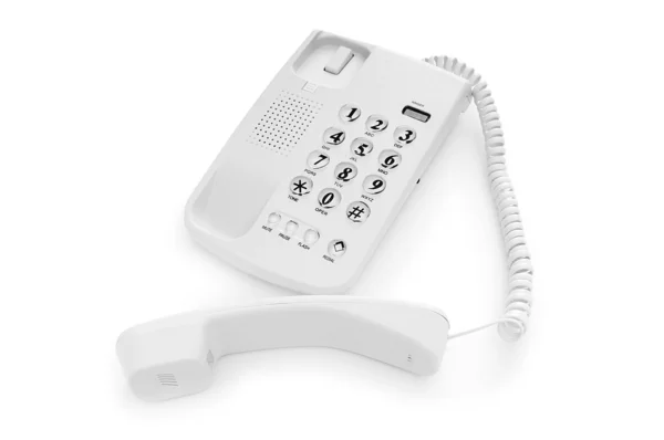 Irodai telefon elszigetelt a fehér háttér — Stock Fotó