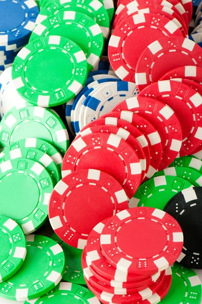 Pila de varias fichas de casino - concepto de juego —  Fotos de Stock
