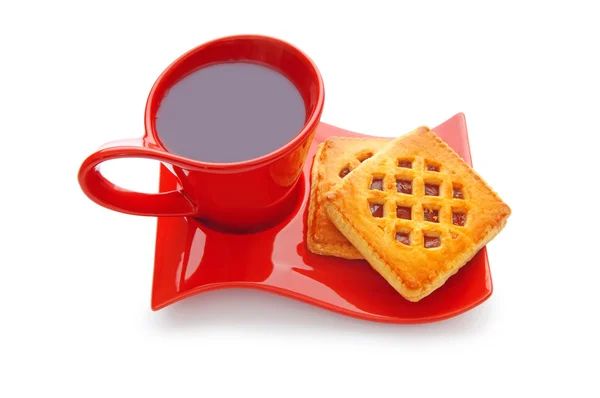 Cup of tea and fresh cookies on table — Stock Photo, Image