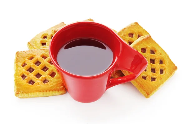 Tasse de thé et biscuits frais sur la table — Photo