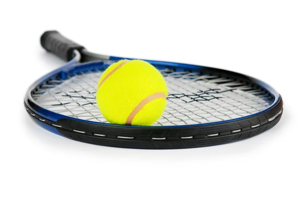 Conceito de tênis com as bolas e raquete — Fotografia de Stock